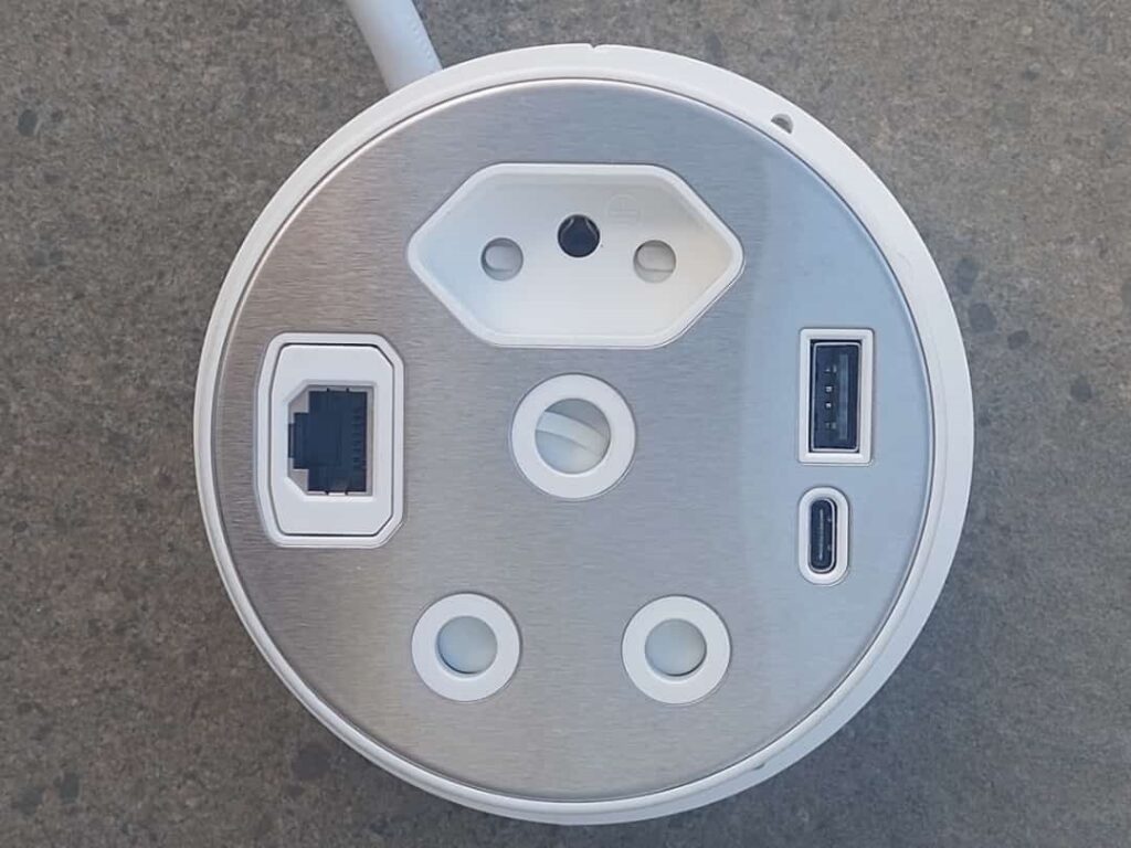 DPS 80mm Desk Power Grommet - SILVER-WHITE