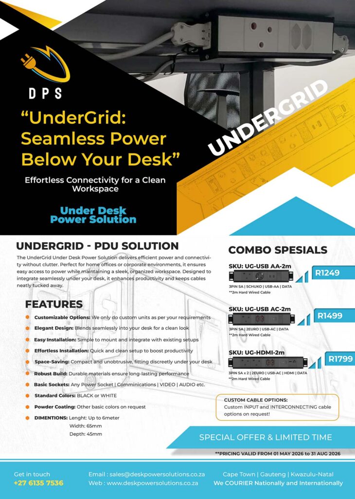 under desk power solution with modular power and cable management system